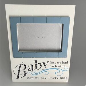 Baby Photo Wooden Frame with Blue Accent